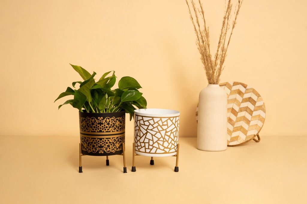 pots, planter, metal pot, indoor planter, metal planter, indoor, decor
